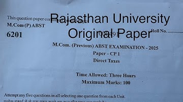 Mcom (P ) ABST exam paper 2025 | Direct Taxes| Dr. Ruchi Khandelwal 