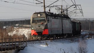 Train videos. Freight trains in Russia - 84.