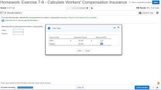 Exercise 7-8 Calculate Workers' Compensation