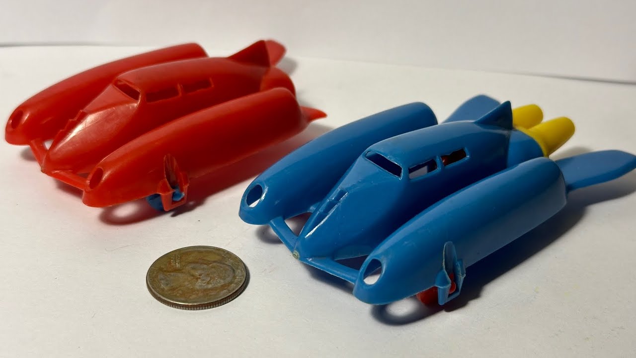 1950s Gilmark Hard Plastic Space Cars in Drydock, and a “Highway Thru Hell” Scifi Art Parody