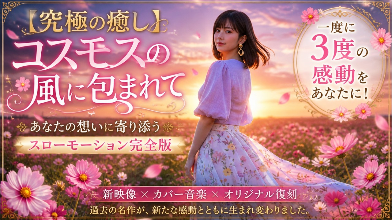 [完全版]　Angelique Yuuna【4K】【究極の癒し】コスモスの風に包まれて｜あなたの想いに寄り添うスローモーション 通常サイズ　#エモい