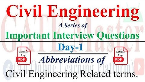Civil Engineering । Important Interview Questions । Abbreviations used in Civil Engineering ।