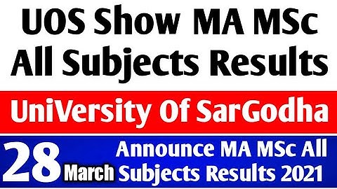 All Subject Results Ma Msc Sargodha University Results Today New Update | Shahid Sohia Official