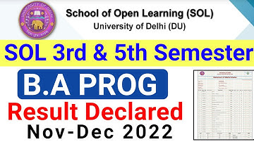 SOL 3rd & 5th Semester BA Prog Result Declared Nov-Dec 2022 |Sol B.A Prog 3rd & 5th Semester Result