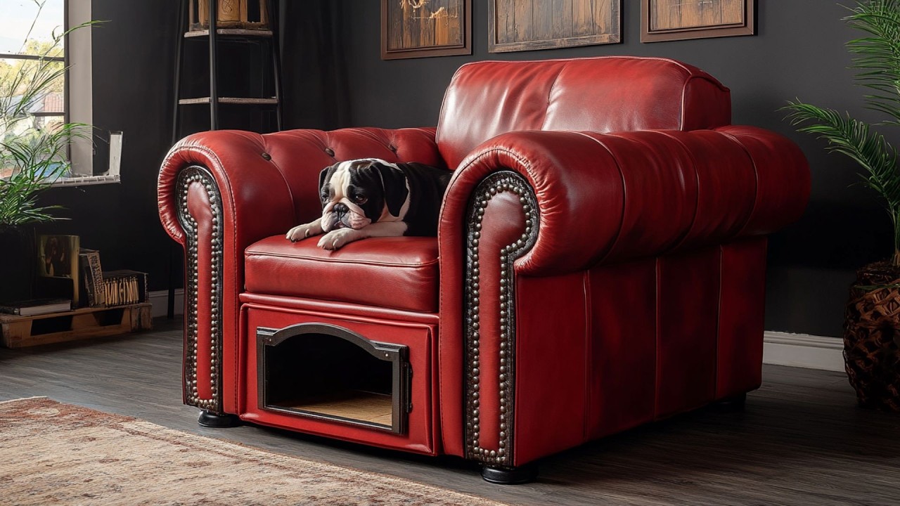 Innovative Leather Recliner with Built In Dog House  Cozy Home Design for Pets and Owners