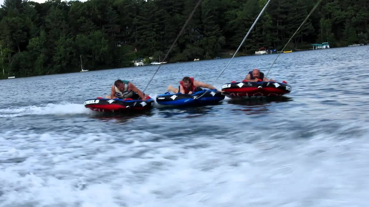 Fran kicks Steve while Tubing on Round Lake in Waupaca, WI YouTube
