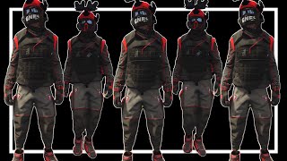 GTA Female BEFF Outfit: Red & Black Gorka Outfit with SWAT Armour