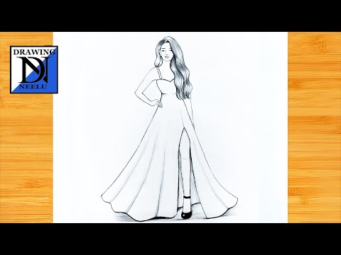 Fashion design drawing of gown dresses by Sharmistha - Trendy Art Ideas