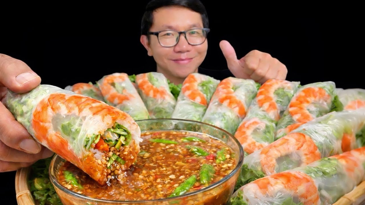 🍤 Shrimp & Pork Spring Rolls Mukbang | Gỏi Cuốn Tôm Thịt Việt Nam | Quang ASMR
