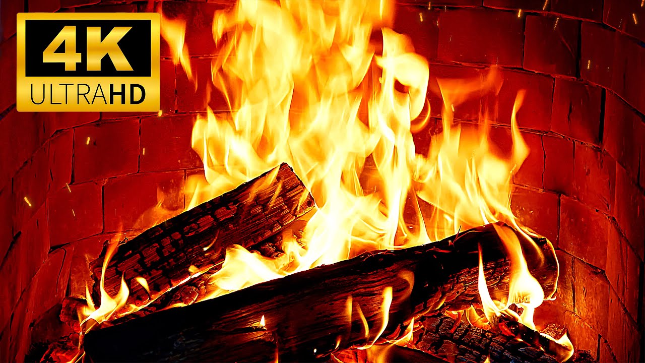 🔥 Crackling Fire in the Night | Vivid 4K Fireplace with deep relaxing ...