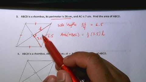 Area of Rhombus when given Perimeter and Diagonal