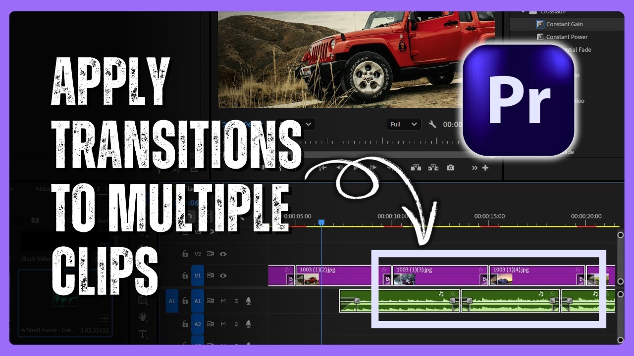 How to Apply Transitions to Multiple Clips at Once in Adobe Premiere ...