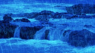 Heavy Rain \& Big Ocean Waves 🌧️  Rainstorm Sounds White Noise for Sleeping, Studying or Relaxation