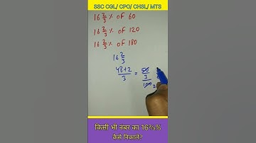 किसी भी नंबर का 16 2/3 % कैसे निकाले?||CI TRICK 🔥||