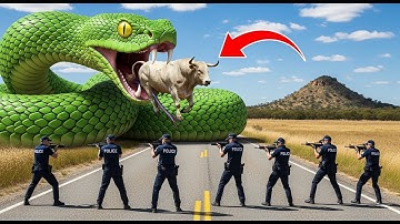 Brave Heroes Save Innocent Mother Cow from Giant Python’s Attack🐍