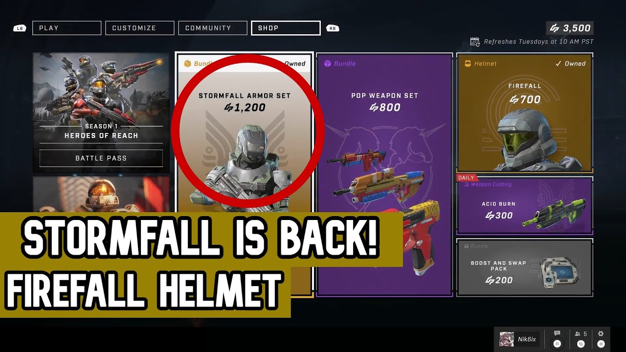 Halo Infinite Item Shop Stormfall Is Back Firefall Helmet Youtube