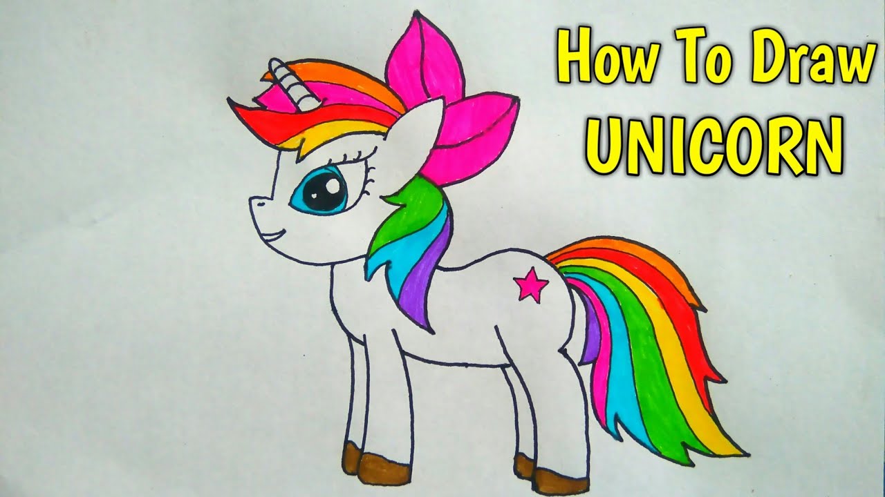 Cara Menggambar dan Mewarnai Unicorn Warna Warni (My Little Pony) | How