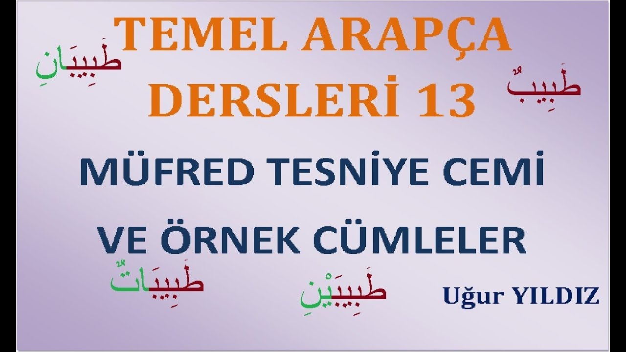 Arapça dersleri isimlerde müfred tesniye ve cemi