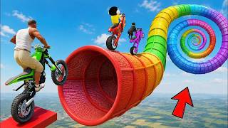 Franklin Shinchan Tried Mega Tunnel Tube Parkour Ramp Challenge in GTA 5