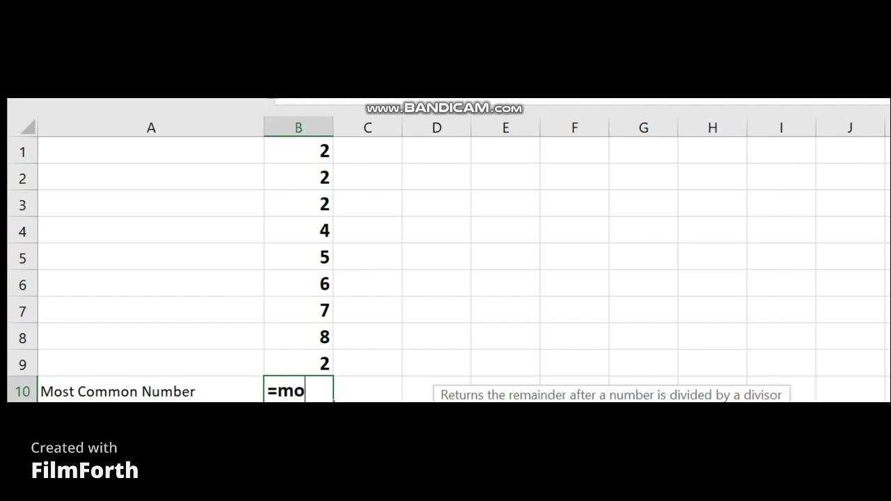Excel most common number exam cpn5 youtube