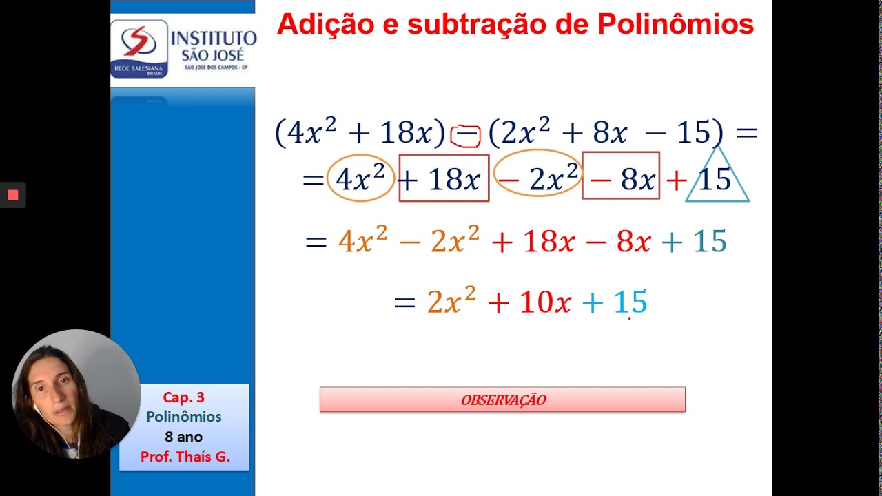 Adição e Subtração de Polinômios YouTube