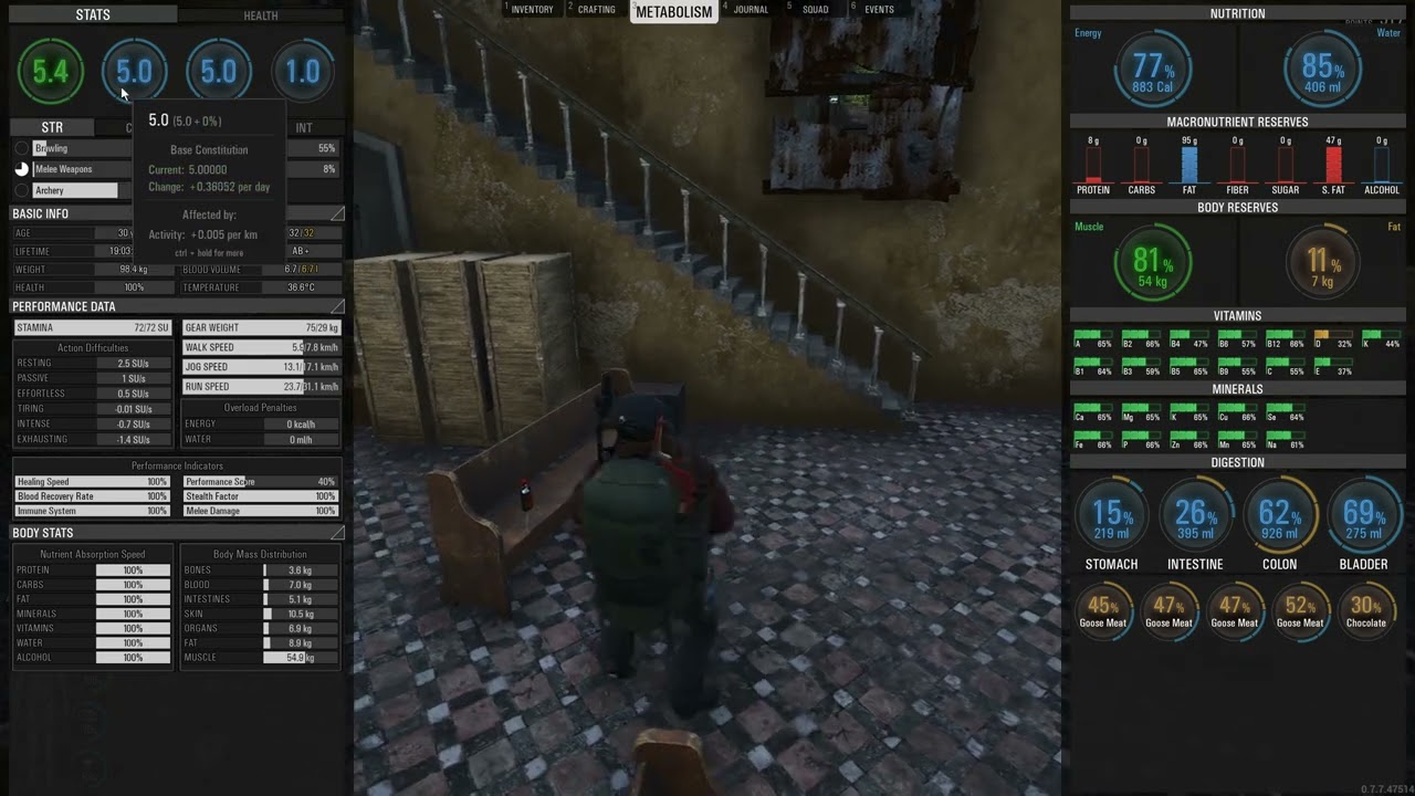 Scum AFK skill up STR CON DEX