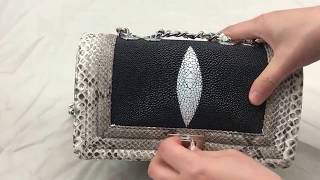 "Stingray's Treasure Chest2"  Genuine Stingray and Python Leather Handbag Wealth