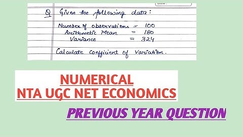 coefficient of variation | Numerical | NTA NET ECONOMICS |PREVIOUS YEAR QUESTION