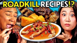 Trying Roadkill Recipes For The First Time! (Frogs Legs, Raccoon, Muskrat) | People vs Food