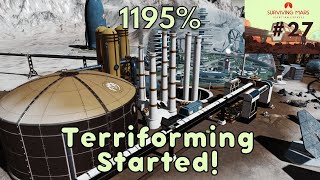 Terraforming Started! | 1195% Difficulty - Hardest Map | Surviving Mars - Martian Express | 27