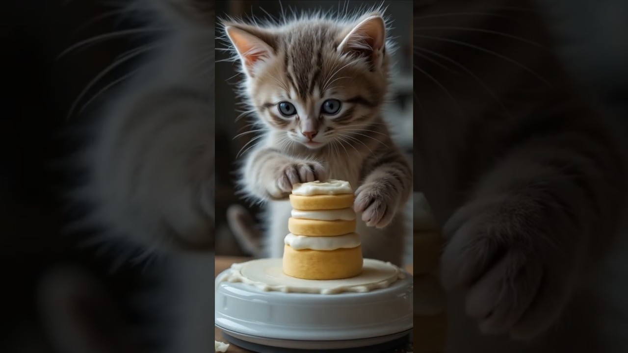Kitten Cake Time 🎂🐾 | One Strawberry, All Heart 