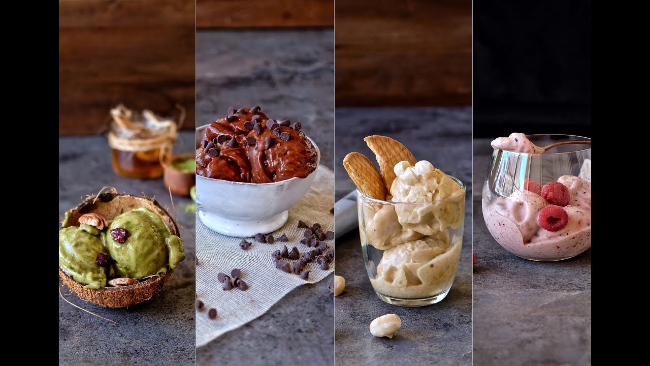Helados veganos fit | 4 RECETAS FÁCILES SIN AZÚCAR | Delicious Martha
