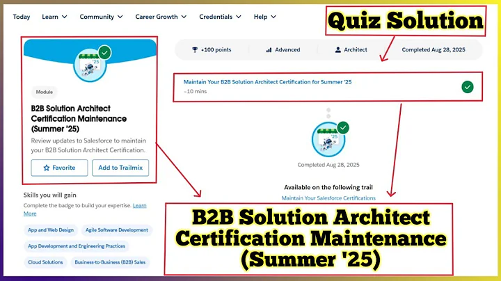 B2B Solution Architect Certification Maintenance Summer ’25 | Maintain Your B2B Solution Architect