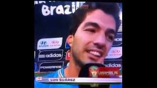 Luis Suarez Crying After The Match During The Interview
