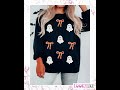 Halloween Ghost Bow Sequin Patched Drop Shoulder Sweatshirt