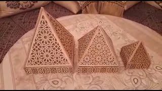 صنع طقم رائع لتزيين الطاولة الرمضانية على شكل أهرام من خشب الليزر / DIY CNC BOIS