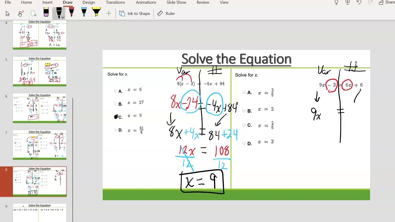 Unit 4 Solving Equations Multiple Step Part 4 YouTube