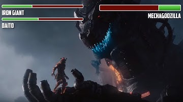 Iron Giant and Gundam vs. Mechagodzilla WITH HEALTHBARS | HD | Ready Player One