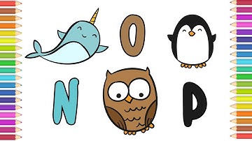 Learn the Alphabet N - O - P with animals | Drawing and Coloring For and Toddlers