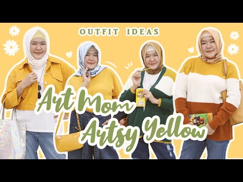Ide Outfit Artsy Hijab Kuning | Art Mom Artsy Yellow Look Hijab Outfit Ideas