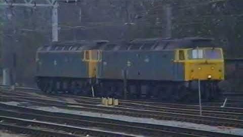Class 47 47098 + 47057 at Preston Station November 1989