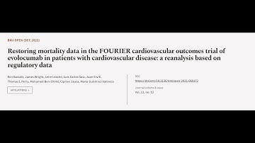 Restoring mortality data in the FOURIER cardiovascular outcomes trial of evolocumab i... | RTCL.TV