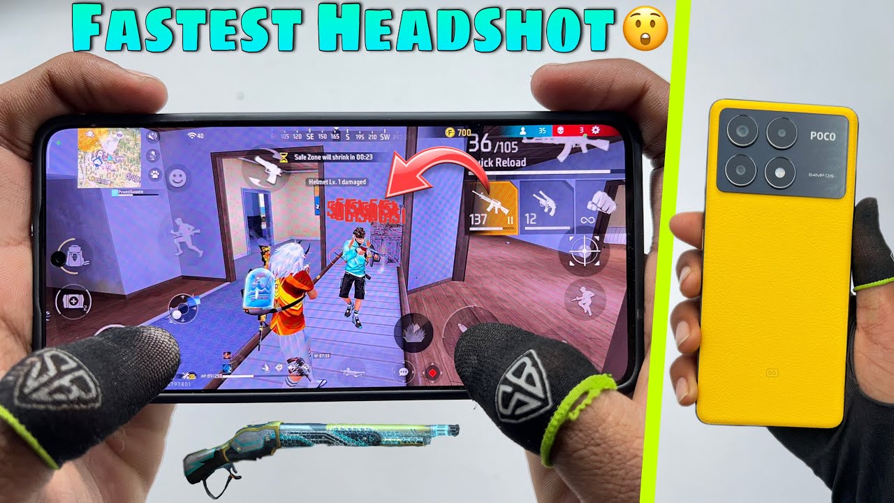 Poco X6 Pro 5G free fire full map gameplay headshot 2 finger