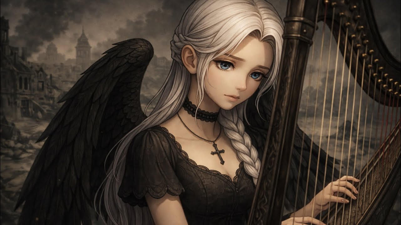 The Harpist | Fallen Angel | Gothic Fantasy AI Animation