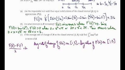 AP Rectangular and Trapezoidal Approximation FRQ 01 B