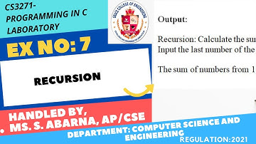 GRACE COE-CSE-CS3271-Programming in C Laboratory-Ex7- Recursion