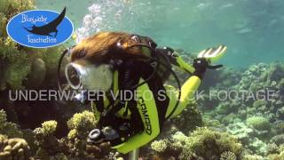 0635_Coral reef with female scuba diver, HD underwater video stock footage screenshot 5