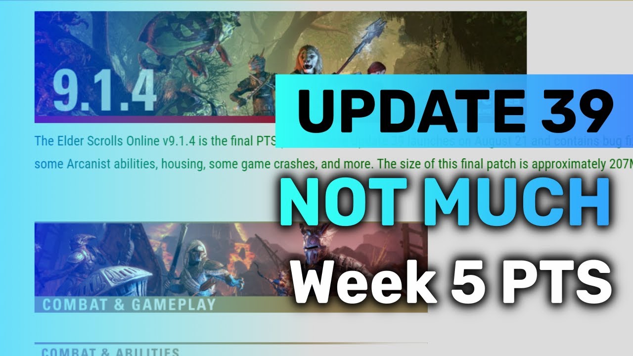 Update 39 PTS Patch Notes - Not Exciting But Not Terrible