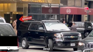 Barron Trump Driven to NYU Campus in Fleet of Secret Service SUVs,