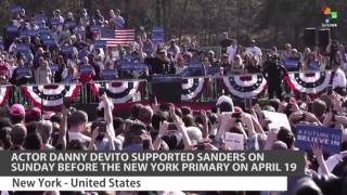 Danny DeVito Joins Bernie Sanders at Brooklyn Rally
